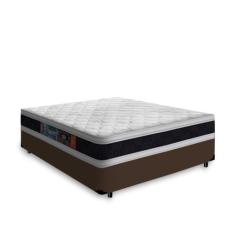 Cama Box Casal + Colchão De Espuma D45 Castor Black White Double Face 