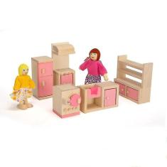 Móveis de madeira Playset Dolls House Miniatura Doll Toys Kid