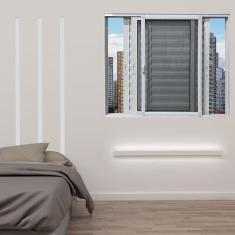 Janela Veneziana 3 Folhas Móveis com Tela Mosqueteira Linha 25 120cm x 120cm Branco