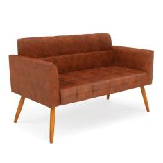 Sofá Namoradeira Elisa Corano Pés Palito Castanho D03 - D'Rossi, Nozes