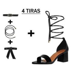 Sandália Troca Tira Salto Baixo Grosso Luiza Sobreira Verniz Preto-Feminino