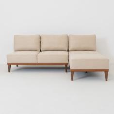 Sofá 2 Lugares e Chaise Base em Madeira com Mola Ensacada Boreal CabeCasa MadeiraMadeira