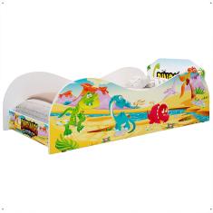 Cama Solteiro Infantil Dinossauro World Montessoriana Segura Proteção Lateral Decoração Quarto Menino Criança - rpm