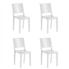 Conjunto 4 Cadeiras Em Polipropileno Hydra Plus Cristal Uz Kappesberg Branco