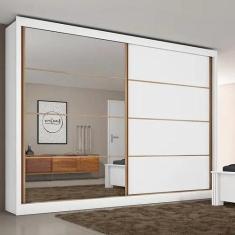 Guarda Roupa Casal com Espelho 6 Gavetas Sevilha Branco Made Marcs