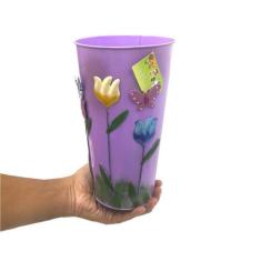 Vaso Enfeite Jardim Quintal Varanda Borboleta Flor De Ferro Lilas (SYB