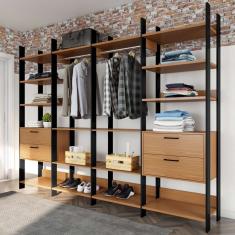 Guarda-Roupa Closet Modulado Colmar 4 gv Freijó e Preto