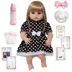 Boneca Reborn Loira 100% Silicone Gatinha Infantil + Itens - Cegonha R