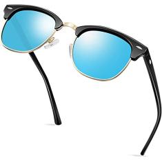 KANASTAL Óculos de Sol Masculinos Polarizados UV400 Classic Retro Femininos Óculos de Sol Semi Aro para Dirigir Viagem Festa