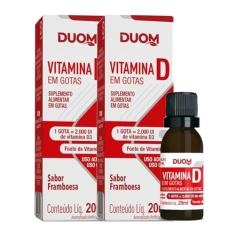 Vitamina D em Gotas 20ml Sabor Framboesa Duom | Kit 2 Frascos