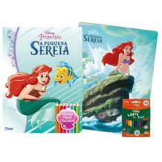 Diversão Disney A Pequena Sereia - 1 Livro + Quebra-Cabeça + 12 Lápis 