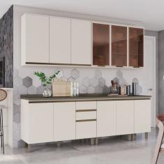 Cozinha Compacta 5 Peças com Aéreo de Vidro Reflecta 100% Mdf