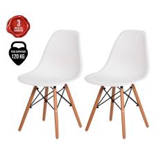 Kit 2 Cadeiras Eiffel Eames dsw Branco Base Madeira