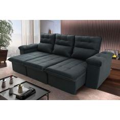 Sofá Retrátil/Reclinável Verona 2,30m Cinza Lunar c/ Molas no Assento 