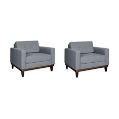 Conjunto com 2 Poltronas Living Cinza