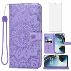 Capa de telefone para OnePlus Nord N30 5G/CE 3 Lite carteira com protetor de tela de vidro temperado e capa flip fina de couro, suporte para cartão, acessórios para celular OPPO K11x/One Plus 1 1+ N