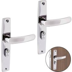 Fechadura Para Porta Externa Aço Inox Cromado Kit 02 Un