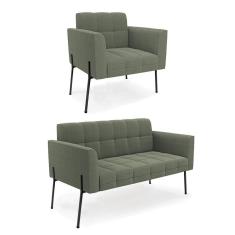 Sofá Namoradeira E Poltrona Pé Ferro Pto Elisa Bouclê Menta D03 - D`rossi