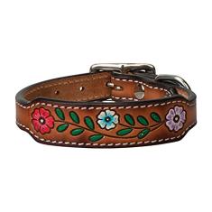 Weaver Pet - Couro oleado leve - Coleira de couro floral pintada
