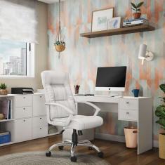 Cadeira de Escritório Presidente Giratória House Plus Branca