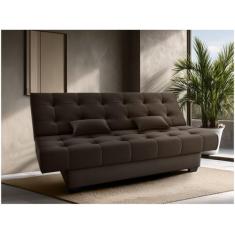 Sofá-cama 3 Lugares Casal Reclinável Veludo Matrix Laila, Marrom, 3