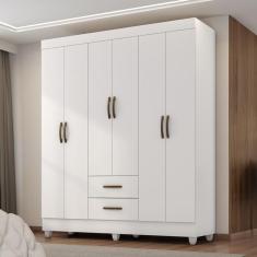 Guarda Roupa Casal Guararapes 6 Portas 2 Gavetas MDP Branco Casa H