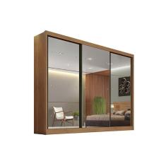Guarda Roupa Casal Atlanta-Passion Cumaru 3 Portas de Correr 6 Gavetas MDF Atlanta-Passion Cumaru Móveis Novo Horizonte