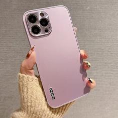 Capa de telefone em acrílico sólido fino para iPhone 7 8 Plus X Xs Max Xr Capa de proteção de câmera de metal em alumínio para iPhone 13 11 12 Pro Max, Roxo, Para iPhone XR