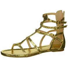 Ellie Shoes Sandália rasteira feminina 015-athena, Dourado, 7