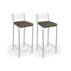 Banqueta De Cozinha Gênova 2b705cr Kit 2 Un Cromado/courano Marrom - Kappesberg