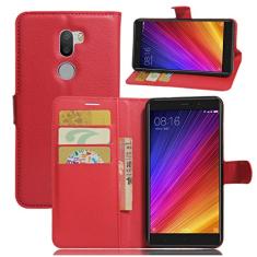 XIAOMI Capa para Mi 5S Plus, capa carteira flip de couro PU premium com compartimento para cartão, suporte e fecho magnético [capa interior à prova de choque de TPU] Compatível com XIAOMI Mi 5S Plus