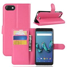 Capa Wiko Tommy 3, capa carteira flip de couro PU premium com compartimento para cartão, suporte e fecho magnético [capa interna à prova de choque de TPU] Compatível com Wiko Tommy 3