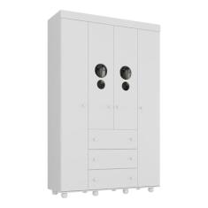 Guarda-roupas Infantil 4 Portas e 3 Gavetas Picolé Multimóveis Bb2894 Branco