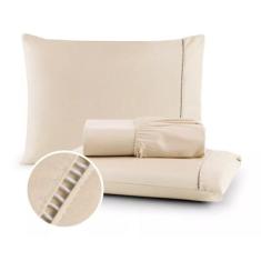 Jogo De Cama Lençol Micro Percal 200 Fios Com Elástico Solteiro, Casal