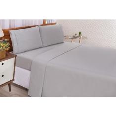 Jogo de Lençol Casal 4 Peças 180 Fios Ponto Palito Algodão Percal - Lo