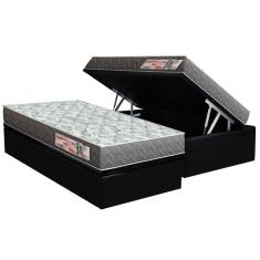 Conjunto Box Baú Solteiro: Colchão Espuma Orthoflex D23 ComfortPedic + Base crc Suede Black (88x188)