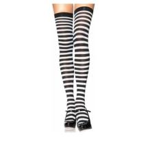 Fantasia Meia Branca e Preto listrada Adulto
