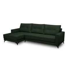 Sofá 5 Lugares Heros com Chaise Esquerdo Veludo Verde