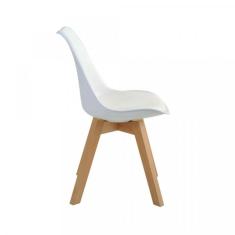 Cadeira Madeira Maciça e Polipropileno Leda Rivatti Branco