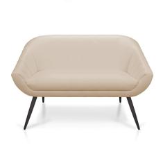 Namoradeira 02 Lugares Corino Pés Palito De Ferro Cor Bege