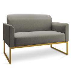 Namoradeira 02 Lugares Linho Grafite Dourado