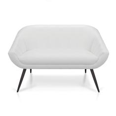 Namoradeira 02 Lugares Corino Pés Palito De Ferro Cor Branco