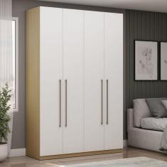 Guarda-Roupa 4 Portas 3 Gavetas 100% MDF Modulado Infinity Savana/Branco