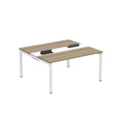 Mesa Plataforma Dupla com Pé de Aço para Coworking 150X140/2P PDC15/14/2P Noce Naturalle/Branco