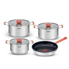 Jogo de Panelas 4 Peças Tefal Opti`space em Inox com Fundo Triplo