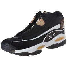 Reebok The Answer DMX Tênis de basquete de couro, Núcleo preto/branco/dourado, 39