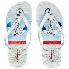 Chinelo Praia Feminino Âncora Branca, Magicc