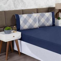 Jogo de Lençol Casal 3 Peças Estampado Urbe 200 Fios Floral Casa Dona,