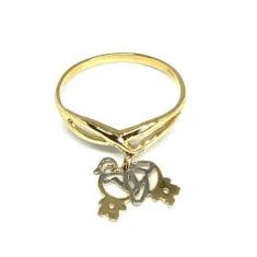 Anel de ouro 18k com pingentes  filhos - Elegancy Joias, Casal, 17