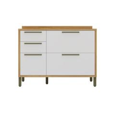 Balcão de Cozinha 120cm com 2 Portas Basculantes 3 Gavetas e Tampo 100% Mdf Vicenza espresso Móveis Amêndoa/Branco